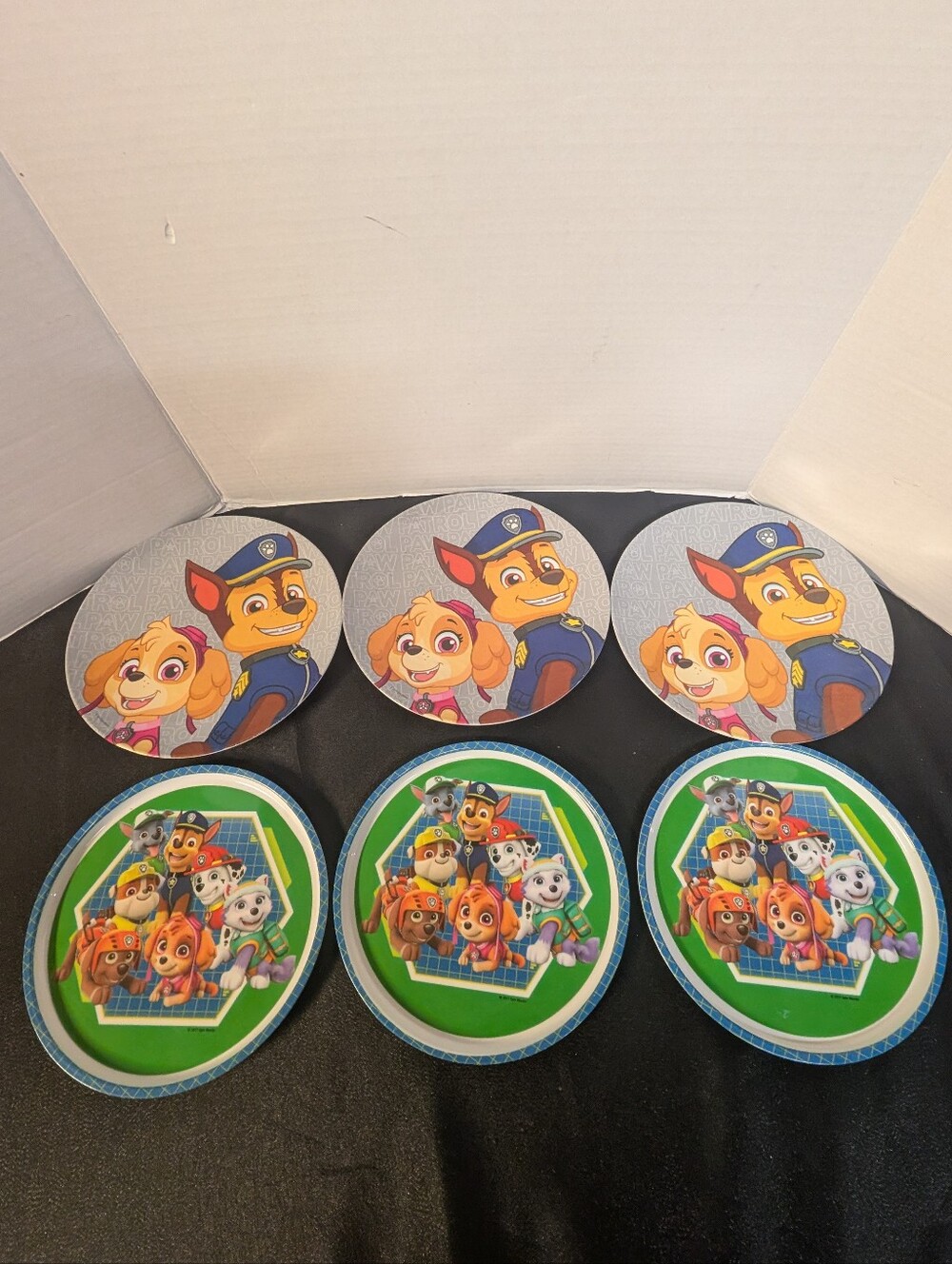 Paw Patrol Children’s Kids Melamine Dinner Plate Skye & Chase Zak! Lot Of  6